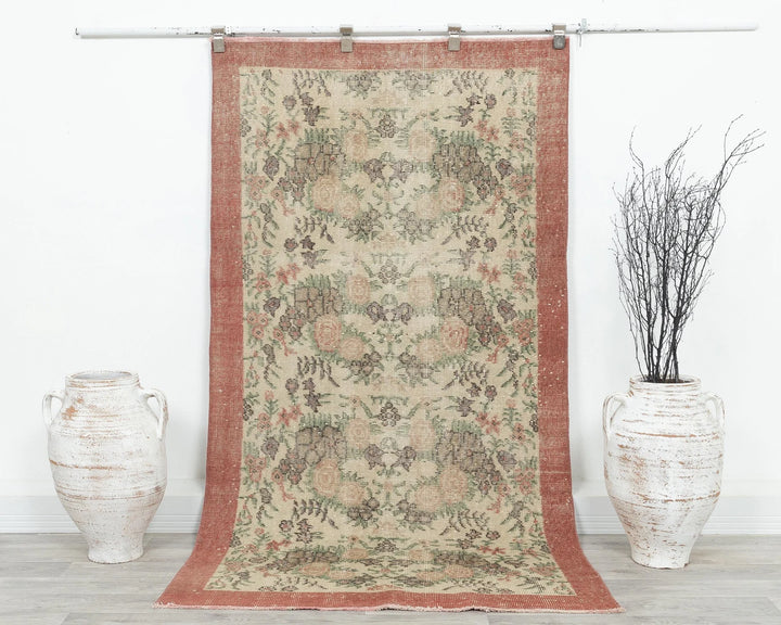 Multicolor Turkish Oushak Rug 6'9" x 3'6" Hand-Knotted | No. VR83673