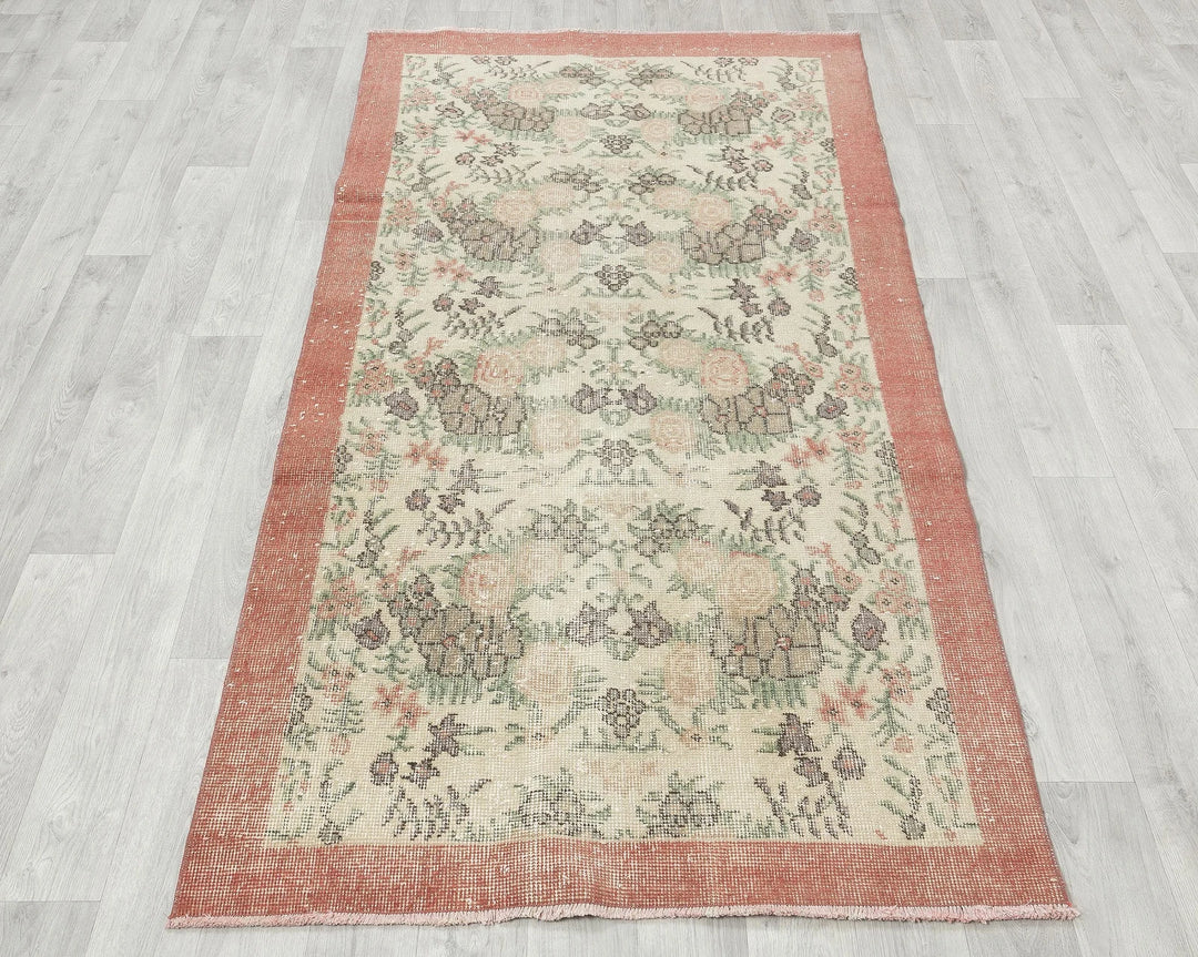 Multicolor Turkish Oushak Rug 6'9" x 3'6" Hand-Knotted | No. VR83673
