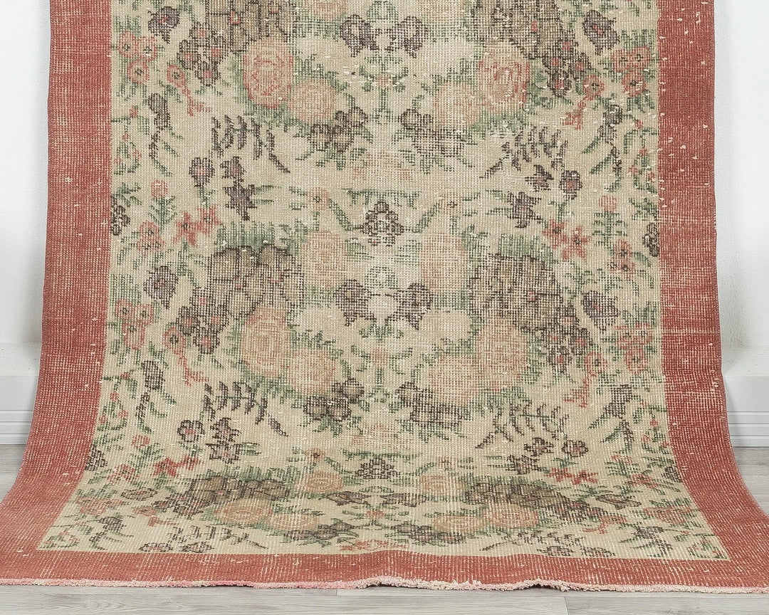 Multicolor Turkish Oushak Rug 6'9" x 3'6" Hand-Knotted | No. VR83673