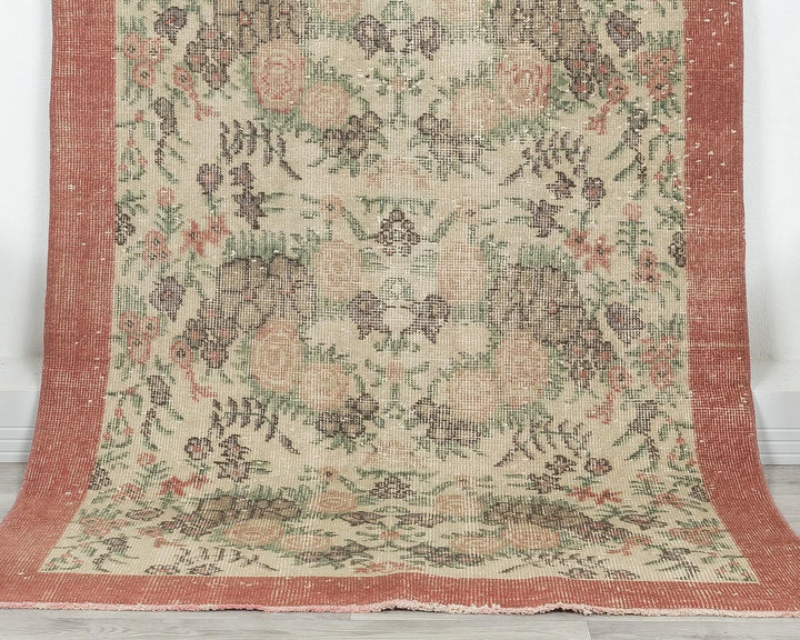 Multicolor Turkish Oushak Rug 6'9" x 3'6" Hand-Knotted | No. VR83673