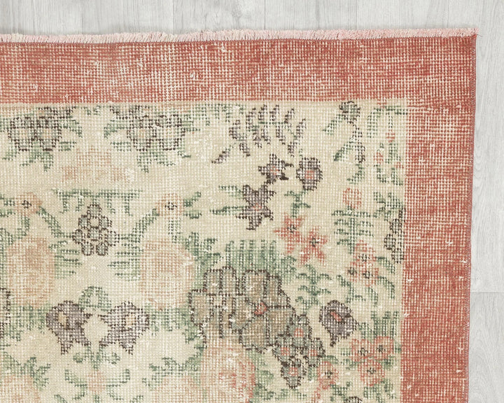 Multicolor Turkish Oushak Rug 6'9" x 3'6" Hand-Knotted | No. VR83673