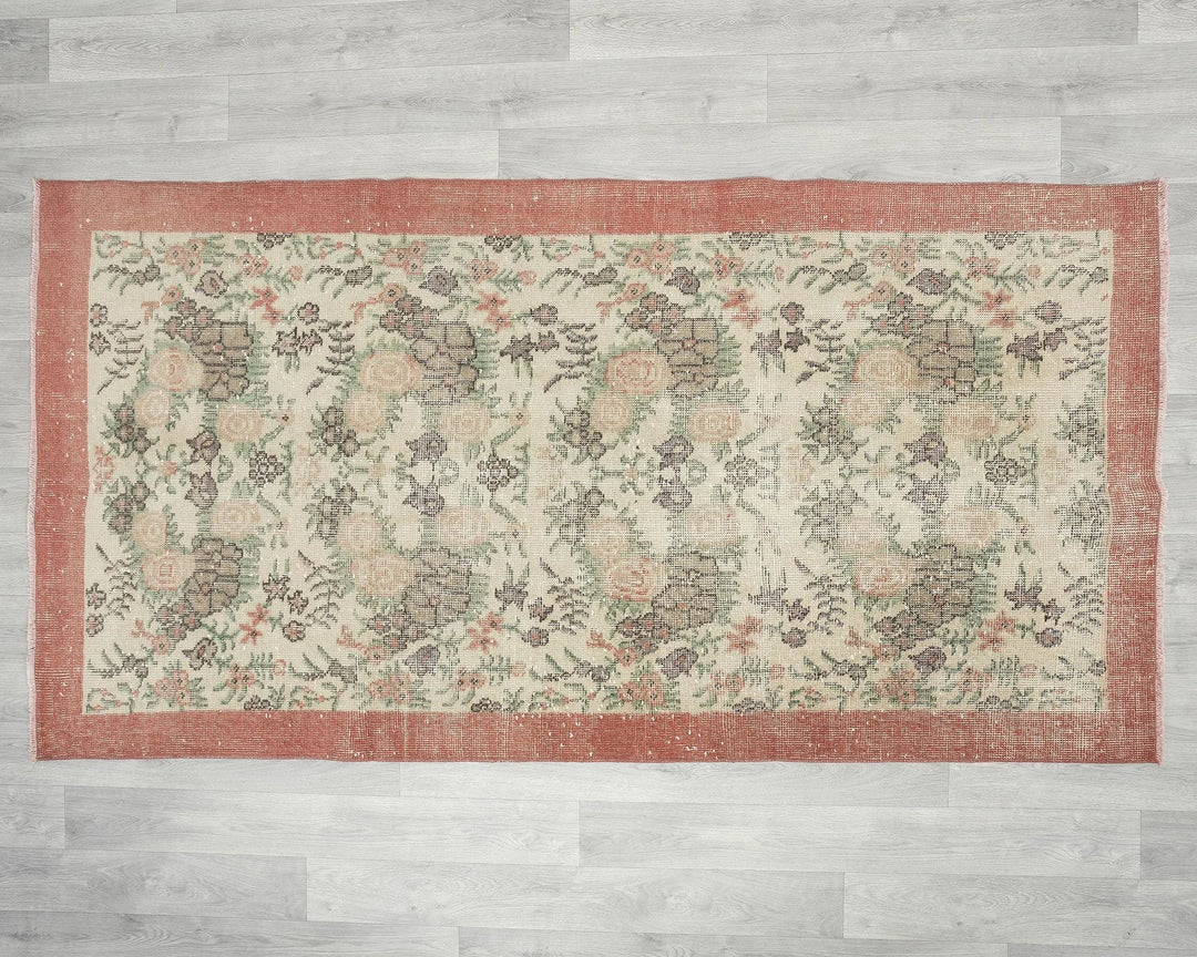 Multicolor Turkish Oushak Rug 6'9" x 3'6" Hand-Knotted | No. VR83673
