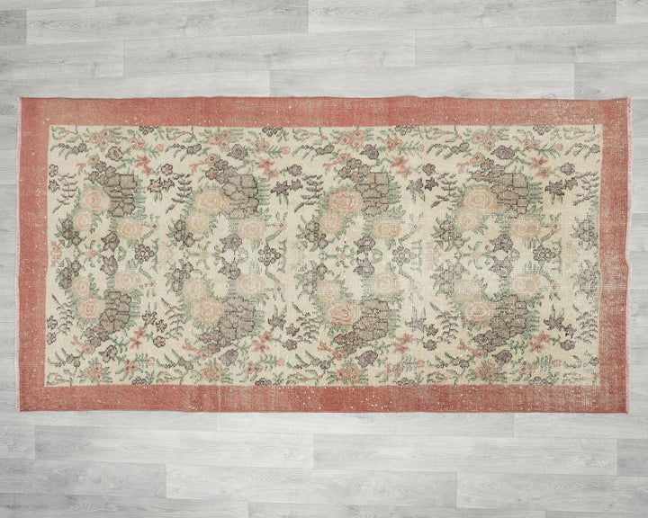 Multicolor Turkish Oushak Rug 6'9" x 3'6" Hand-Knotted | No. VR83673