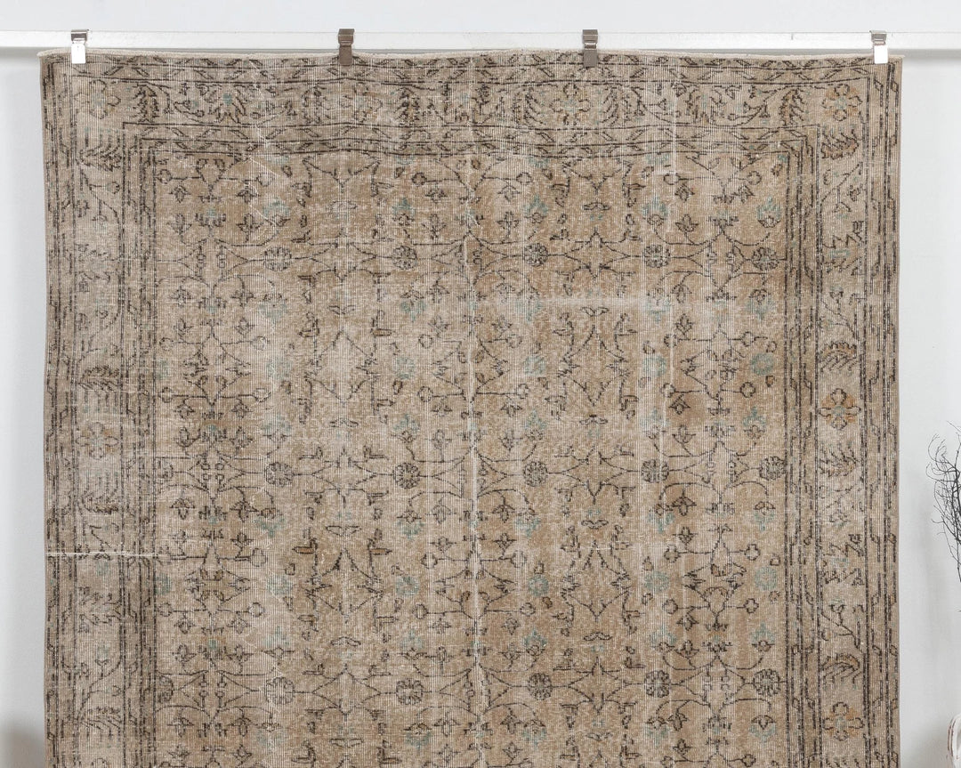 Beige Turkish Oushak Rug 7' 1" x 10' 2" Hand-Knotted | No. VR83759