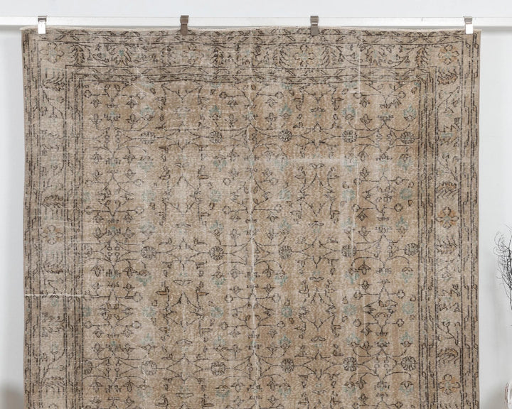 Beige Turkish Oushak Rug 7' 1" x 10' 2" Hand-Knotted | No. VR83759