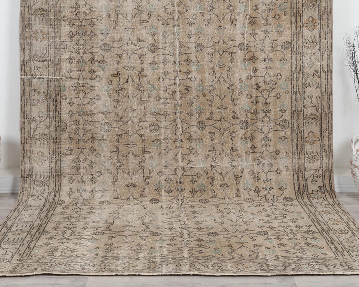 Beige Turkish Oushak Rug 7' 1" x 10' 2" Hand-Knotted | No. VR83759