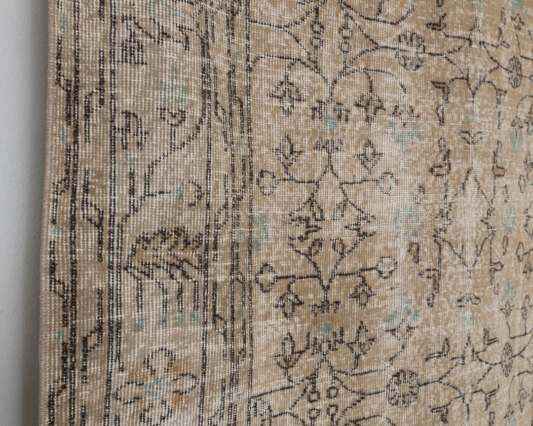 Beige Turkish Oushak Rug 7' 1" x 10' 2" Hand-Knotted | No. VR83759