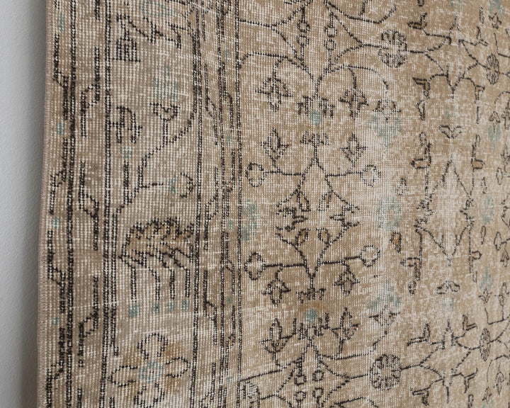 Beige Turkish Oushak Rug 7' 1" x 10' 2" Hand-Knotted | No. VR83759