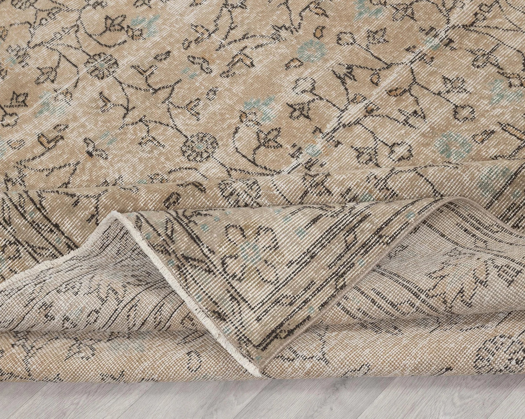 Beige Turkish Oushak Rug 7' 1" x 10' 2" Hand-Knotted | No. VR83759