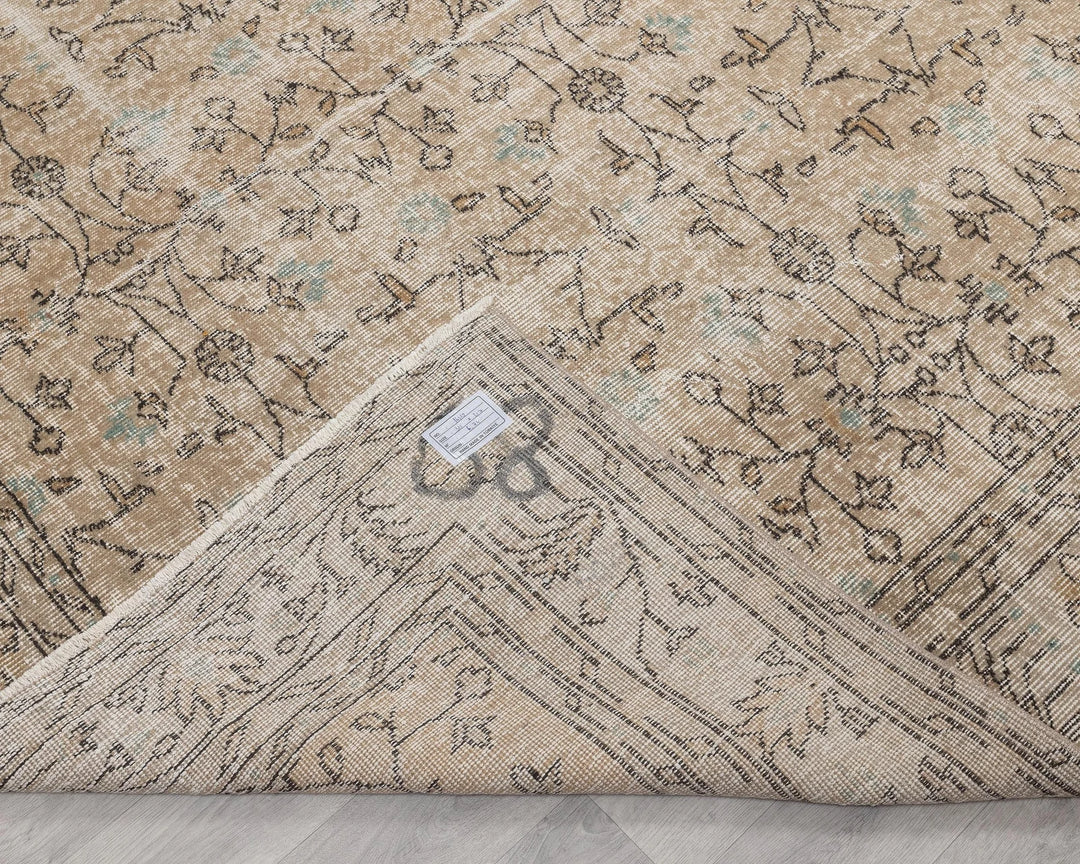 Beige Turkish Oushak Rug 7' 1" x 10' 2" Hand-Knotted | No. VR83759