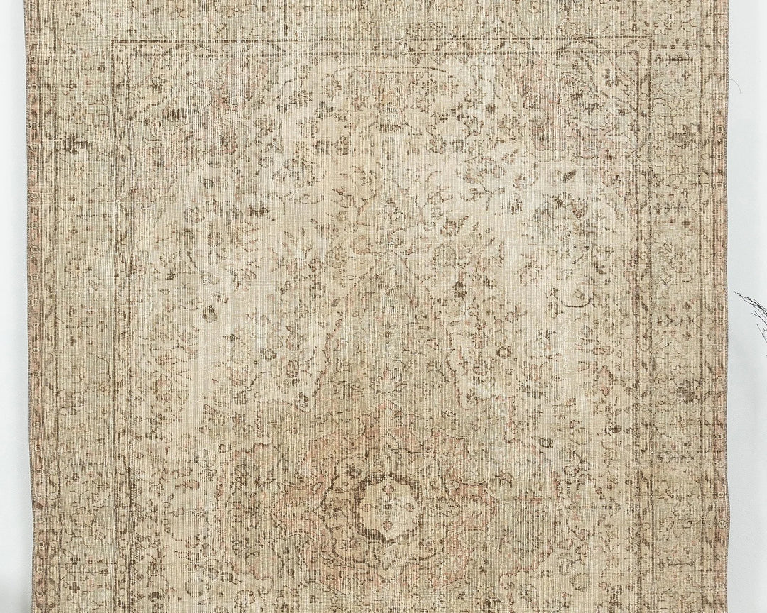 Beige Turkish Oushak Rug 6' 5" x 9' 8" Hand-Knotted | No. VR84013