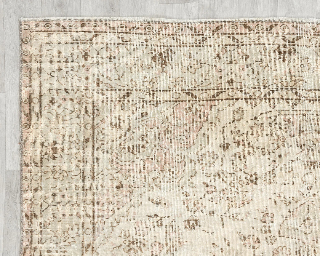 Beige Turkish Oushak Rug 6' 5" x 9' 8" Hand-Knotted | No. VR84013