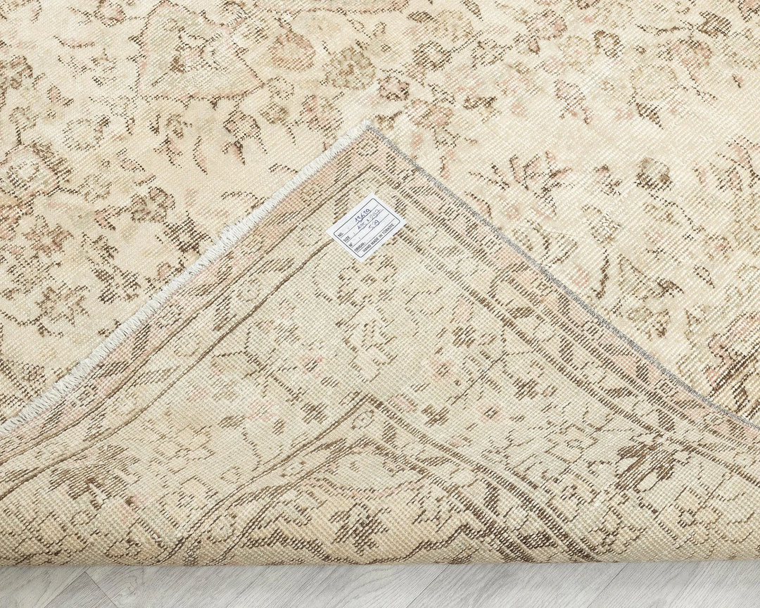 Beige Turkish Oushak Rug 6' 5" x 9' 8" Hand-Knotted | No. VR84013