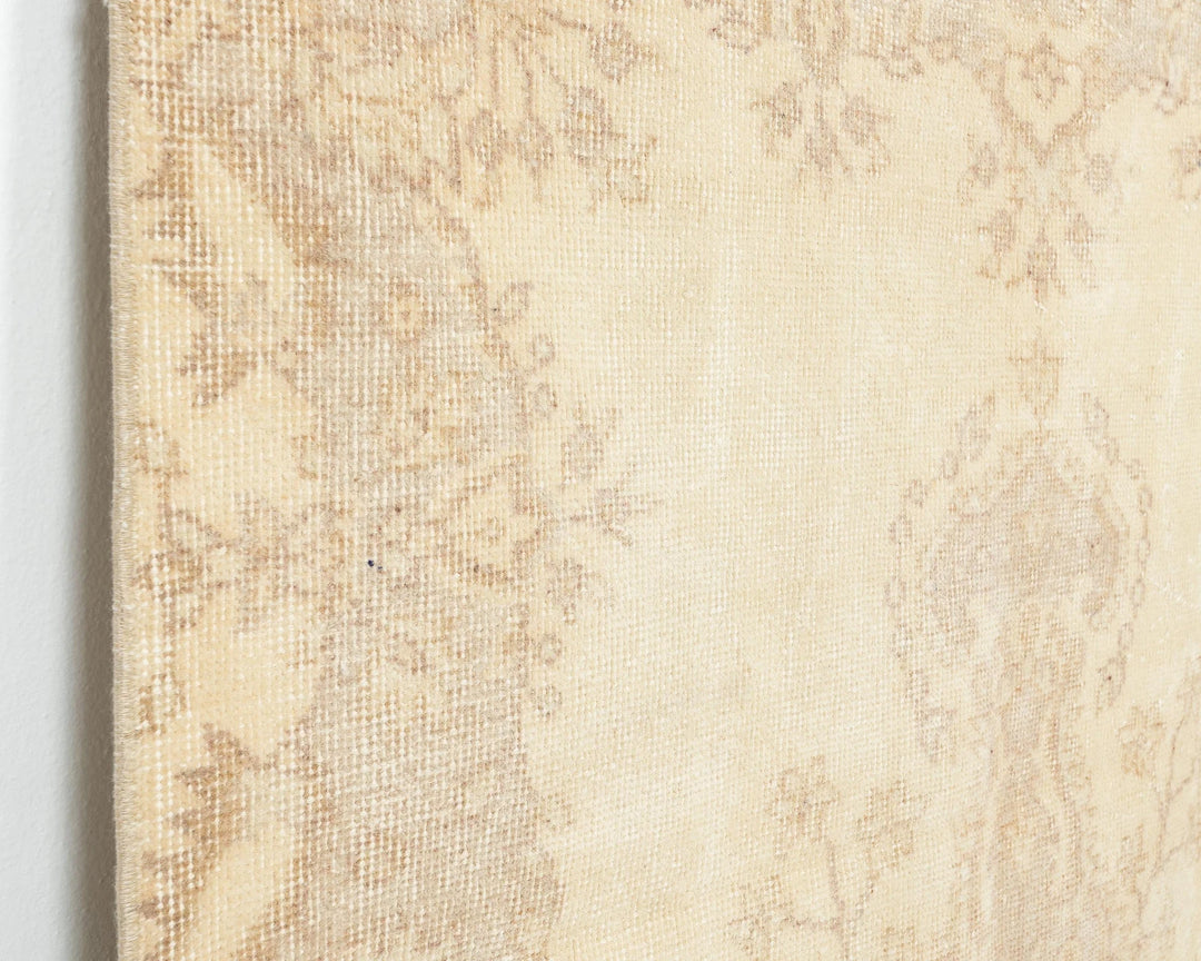 Beige Turkish Oushak Rug 6'9" x 3'10" Hand-Knotted | No. VR84030