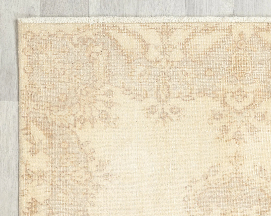 Beige Turkish Oushak Rug 6'9" x 3'10" Hand-Knotted | No. VR84030