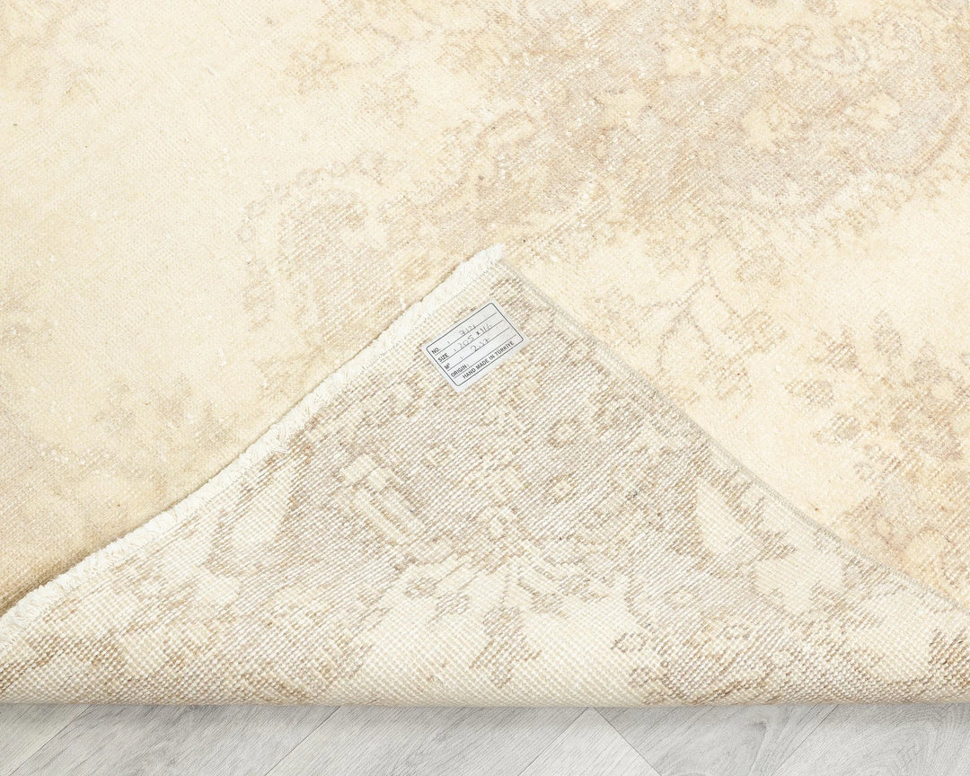Beige Turkish Oushak Rug 6'9" x 3'10" Hand-Knotted | No. VR84030