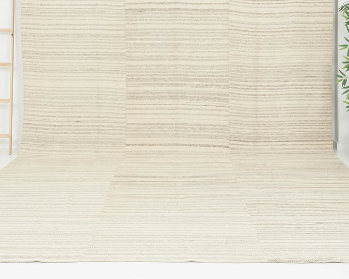 Beige Turkish Kilim Rug 10' 2" x 13' 7" Flat-Weave | No. VR84033