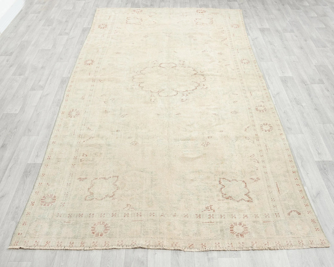 Beige Turkish Oushak Rug 5'10" x 10'2" Hand-Knotted view 9