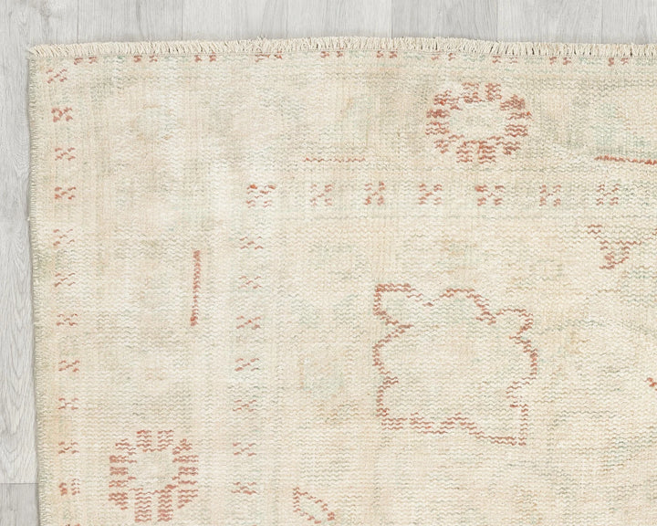 Beige Turkish Oushak Rug 5'10" x 10'2" Hand-Knotted border