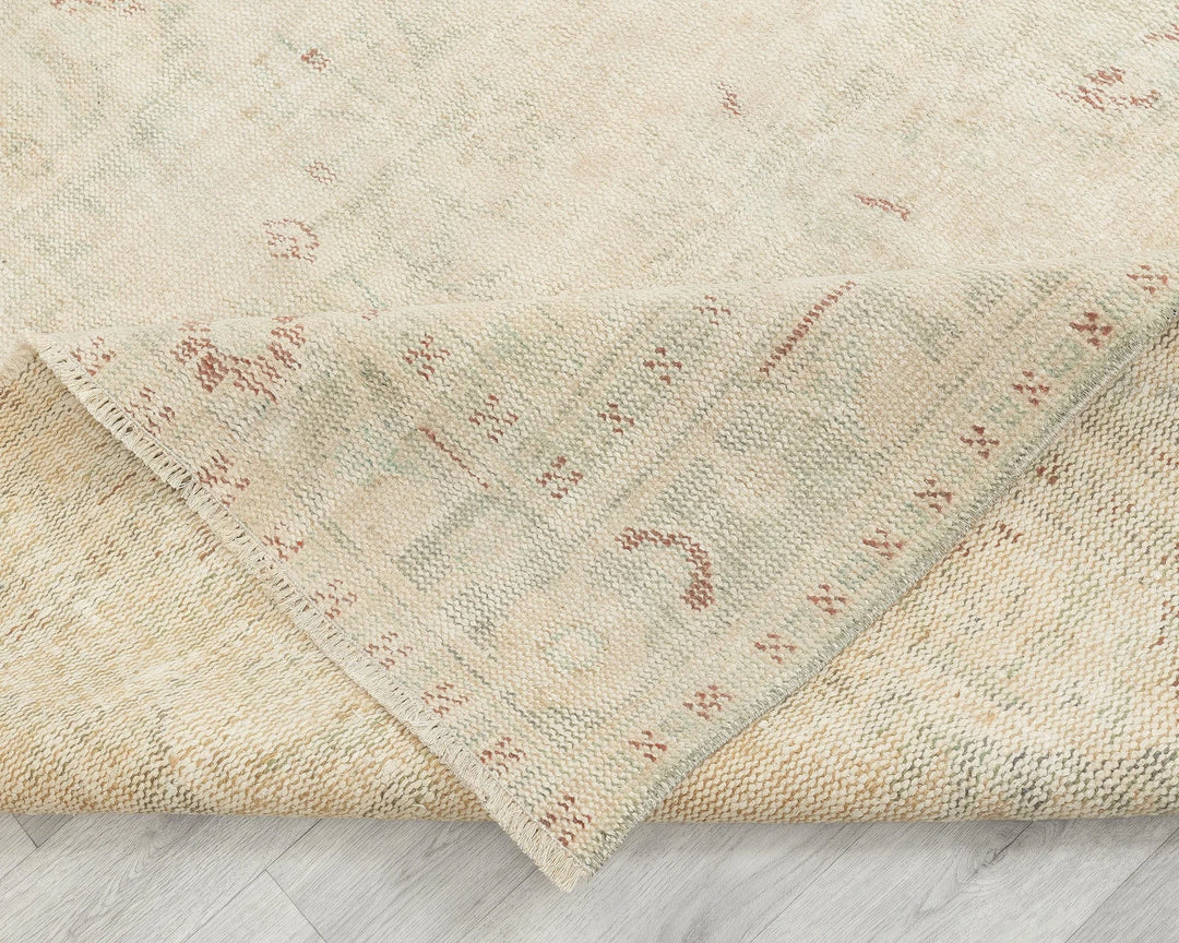Beige Turkish Oushak Rug 5'10" x 10'2" Hand-Knotted field