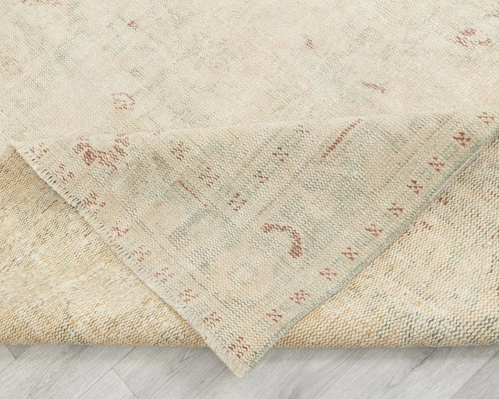 Beige Turkish Oushak Rug 5'10" x 10'2" Hand-Knotted field