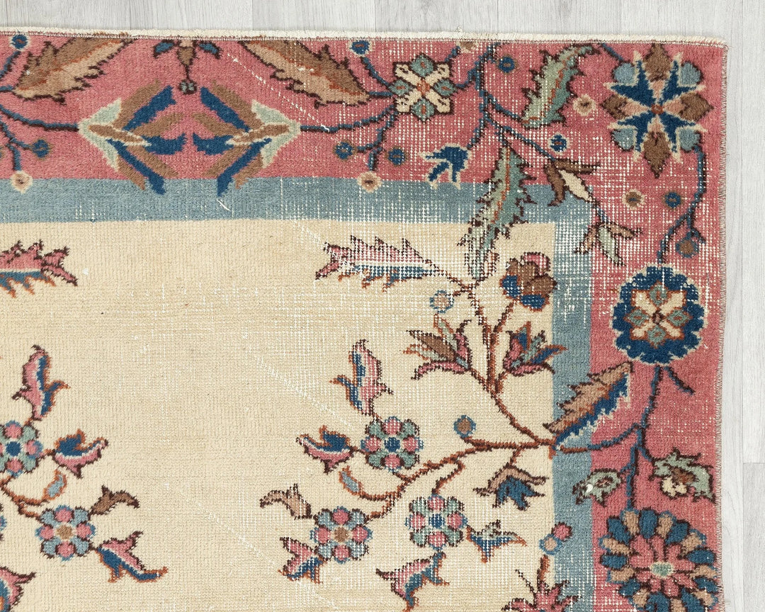Multicolor Turkish Oushak Rug 3' 7" x 6' 2" Hand-Knotted | No. VR84415