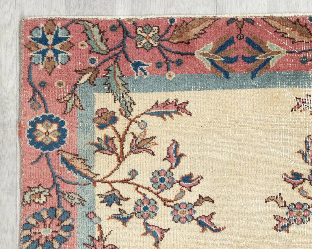 Multicolor Turkish Oushak Rug 3' 7" x 6' 2" Hand-Knotted | No. VR84415