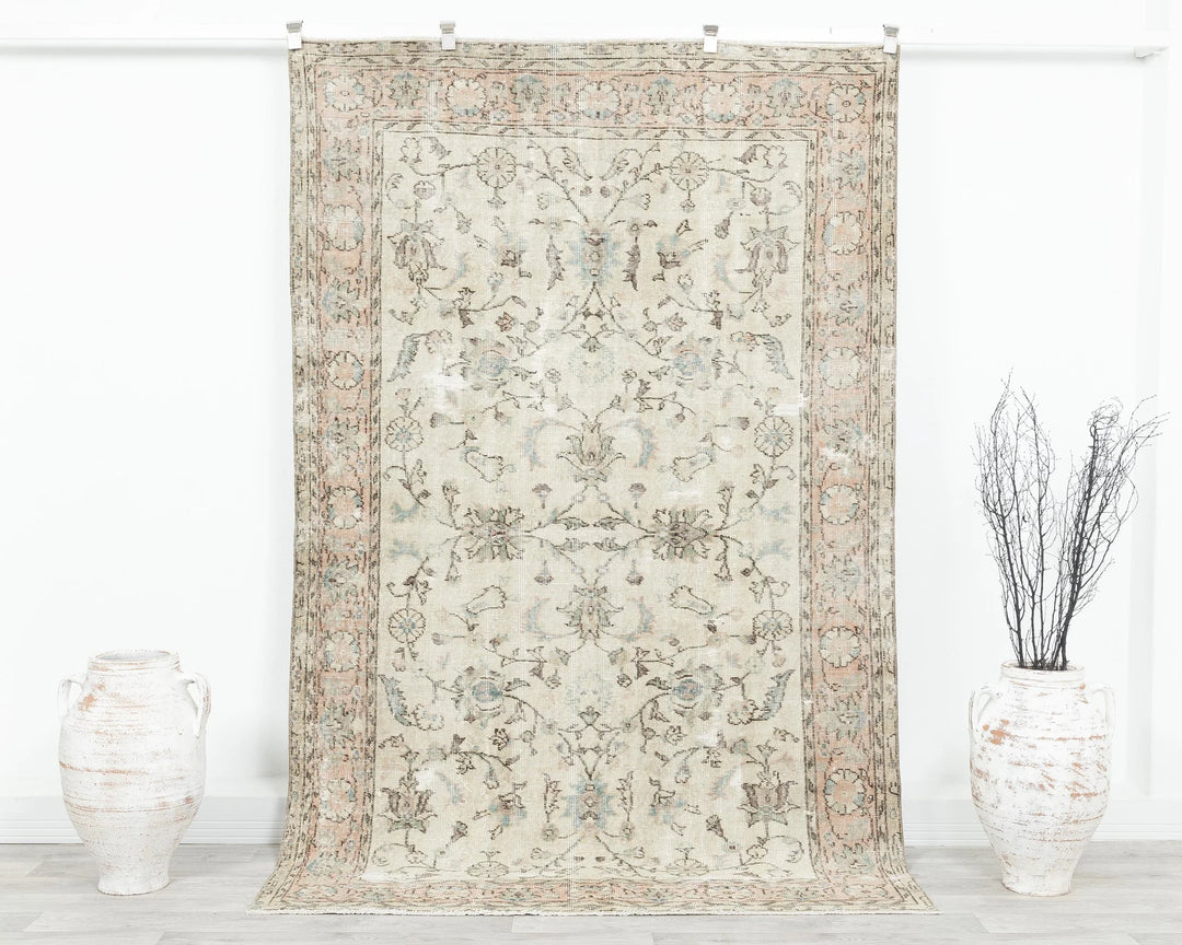 Multicolor Turkish Oushak Rug 4'11" x 7'11" Hand-Knotted | No. VR84602