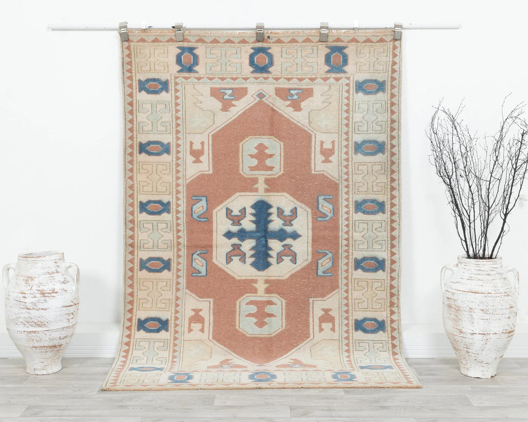 Multicolor Turkish Oushak Rug 6' 3" x 4' 4" Hand-Knotted | No. VR84631