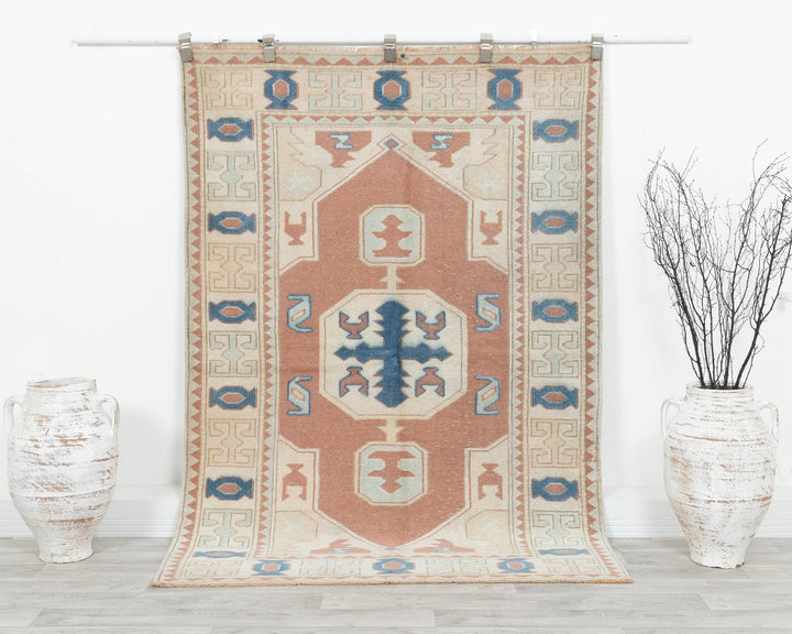 Multicolor Turkish Oushak Rug 6' 3" x 4' 4" Hand-Knotted | No. VR84631