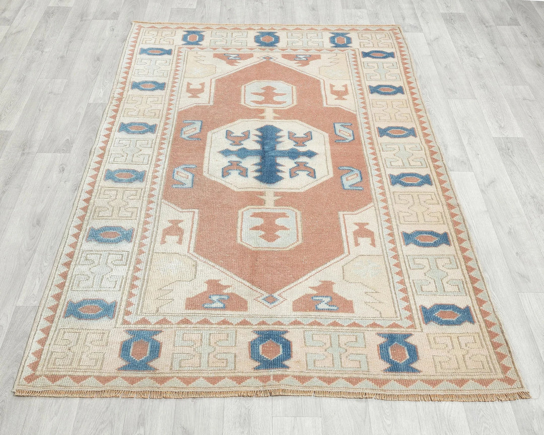 Multicolor Turkish Oushak Rug 6' 3" x 4' 4" Hand-Knotted | No. VR84631
