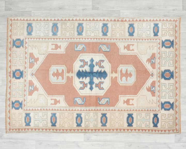 Multicolor Turkish Oushak Rug 6' 3" x 4' 4" Hand-Knotted | No. VR84631