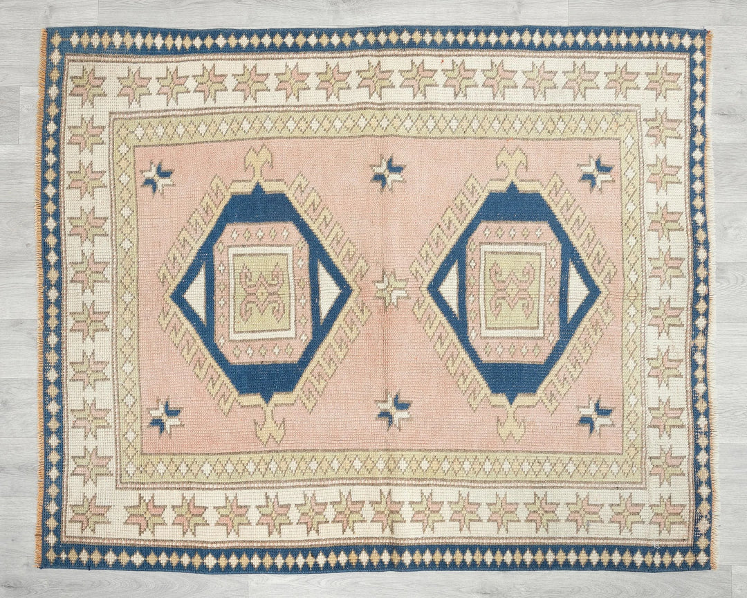 Multicolor Turkish Oushak Rug 4'7" x 7' Hand-Knotted | No. VR84784