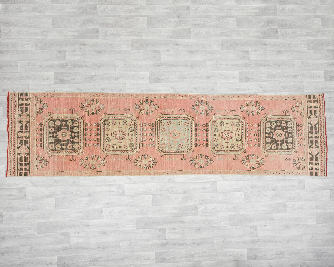 Multicolor Turkish Oushak Rug 3' x 11' 2" Hand-Knotted | No. VR84808