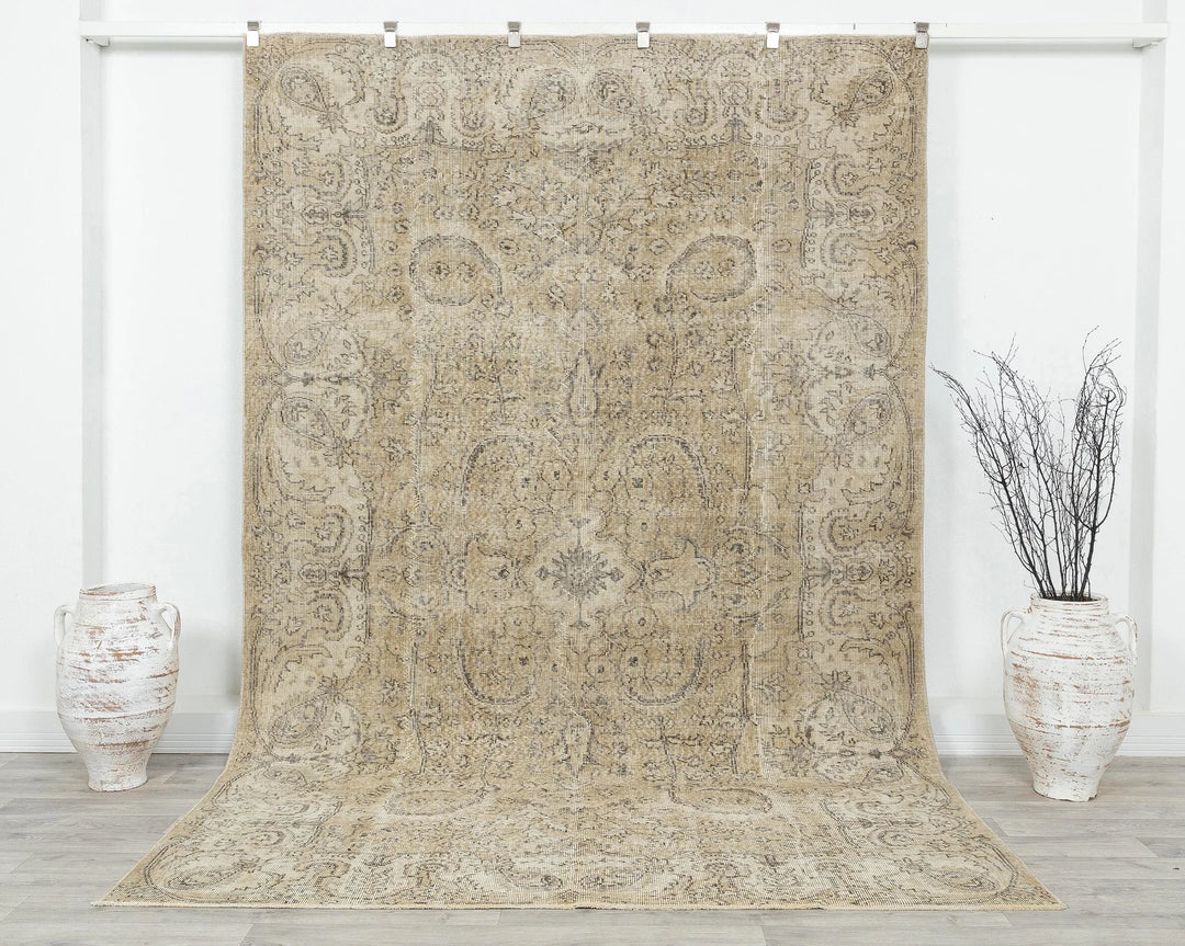 Multicolor Turkish Oushak Rug 6'5" x 9'8" Hand-Knotted | No. VR84821