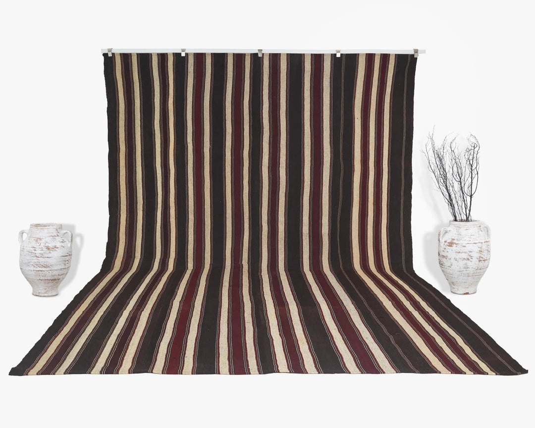 Brown Turkish Kilim Rug 9' 1" x 13' Flat-Weave | No. VR84921