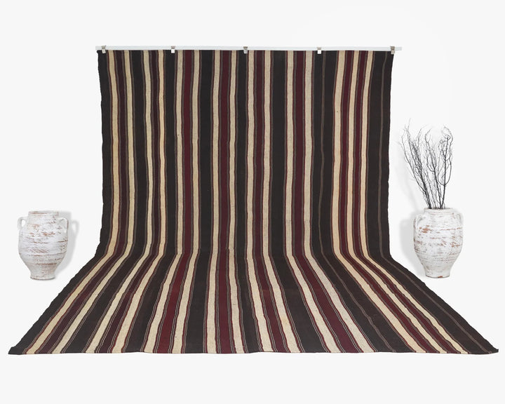 Brown Turkish Kilim Rug 9' 1" x 13' Flat-Weave | No. VR84921