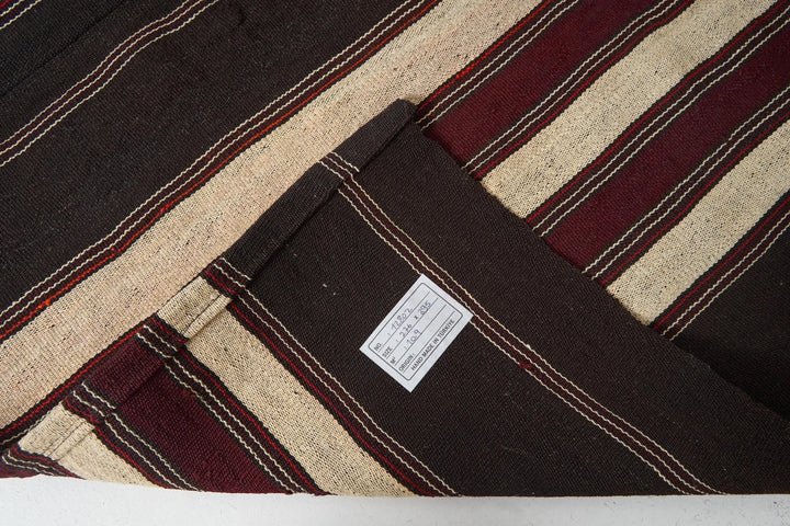 Brown Turkish Kilim Rug 9' 1" x 13' Flat-Weave | No. VR84921