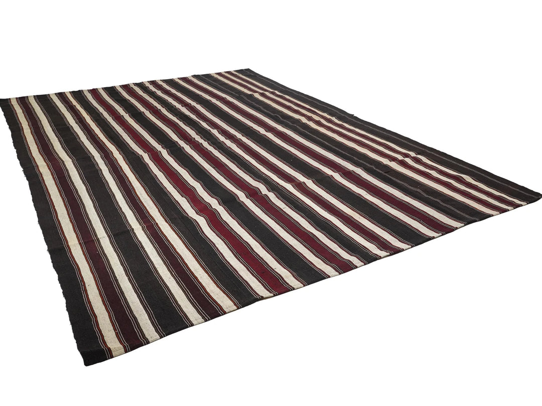Brown Turkish Kilim Rug 9' 1" x 13' Flat-Weave | No. VR84921