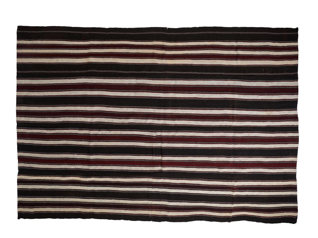 Brown Turkish Kilim Rug 9' 1" x 13' Flat-Weave | No. VR84921