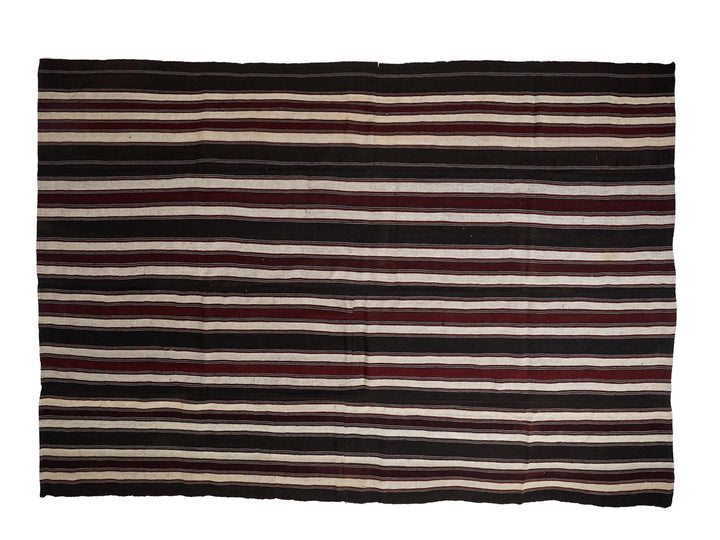 Brown Turkish Kilim Rug 9' 1" x 13' Flat-Weave | No. VR84921