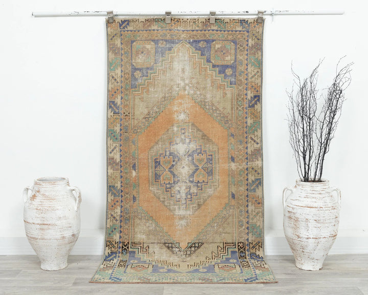 Multicolor Turkish Oushak Rug 3' 2" x 6' 5" Hand-Knotted | No. VR84966