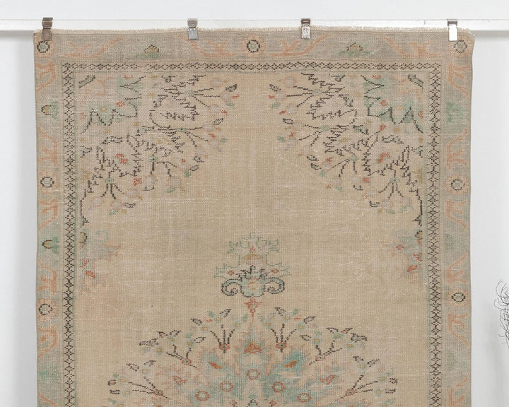 Beige Turkish Oushak Rug 6' 3" x 9' 8" Hand-Knotted | No. VR85066