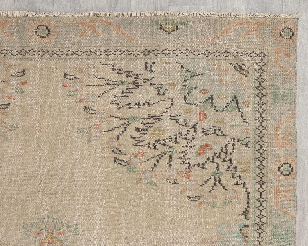 Beige Turkish Oushak Rug 6' 3" x 9' 8" Hand-Knotted | No. VR85066