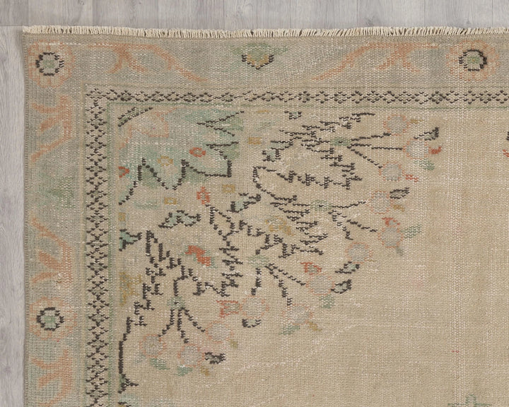 Beige Turkish Oushak Rug 6' 3" x 9' 8" Hand-Knotted | No. VR85066
