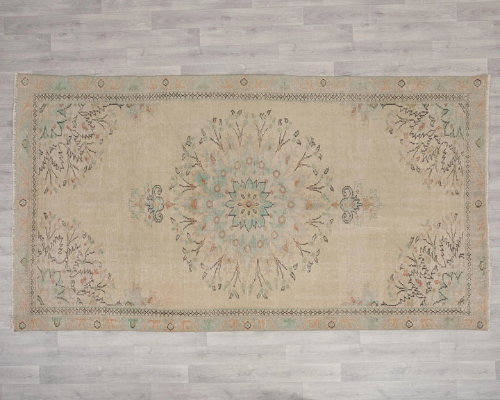 Beige Turkish Oushak Rug 6' 3" x 9' 8" Hand-Knotted | No. VR85066