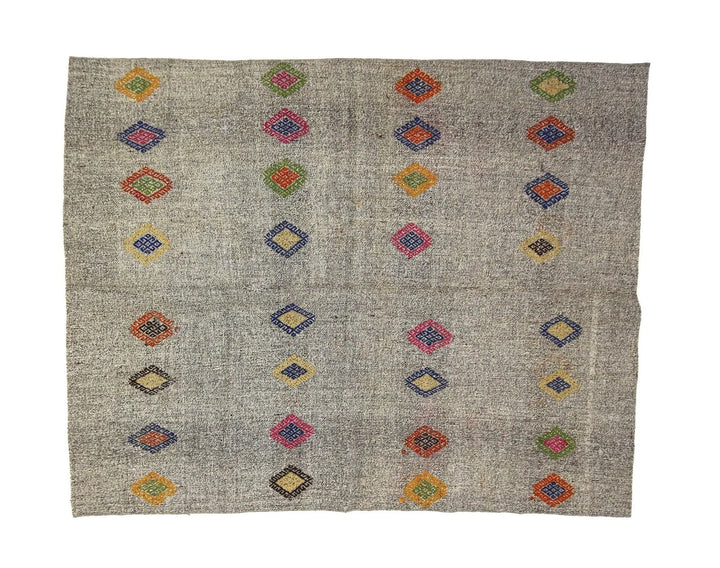 Multicolor Turkish Kilim Rug 6'1" x 7'7" Flat-Weave | No. VR85075