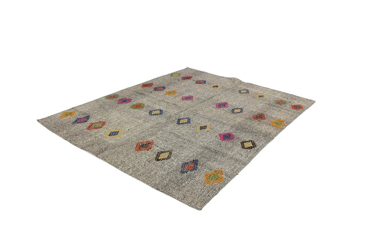 Multicolor Turkish Kilim Rug 6'1" x 7'7" Flat-Weave | No. VR85075