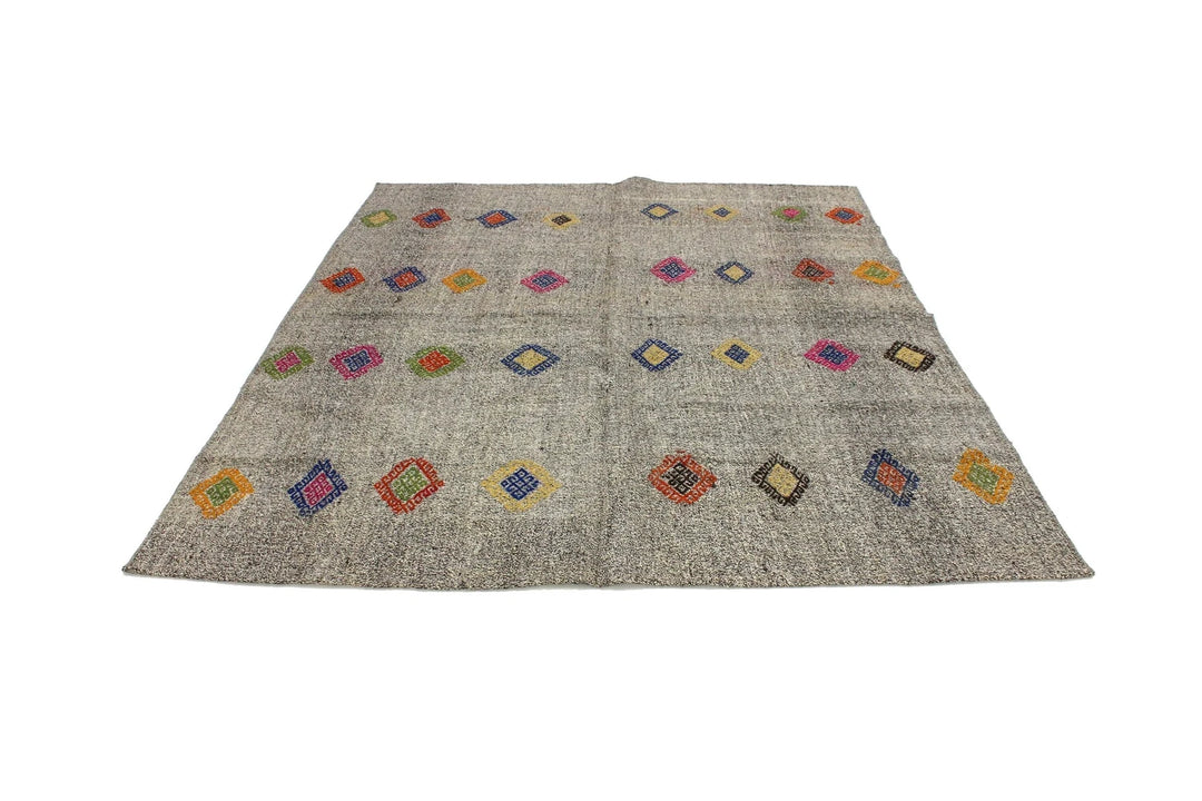 Multicolor Turkish Kilim Rug 6'1" x 7'7" Flat-Weave | No. VR85075