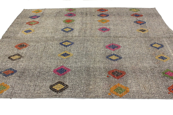 Multicolor Turkish Kilim Rug 6'1" x 7'7" Flat-Weave | No. VR85075